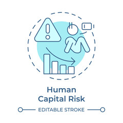 Human capital risk soft blue concept icon. Identify potential threats for company. Workforce insight. Round shape line illustration. Abstract idea. Graphic design. Easy to use blog post