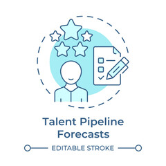 Talent pipeline forecasts soft blue concept icon. Predicting company employment needs. Workforce insight. Round shape line illustration. Abstract idea. Graphic design. Easy to use blog post