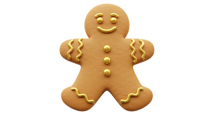 Isolated Gingerbread Man Cookie Smiling