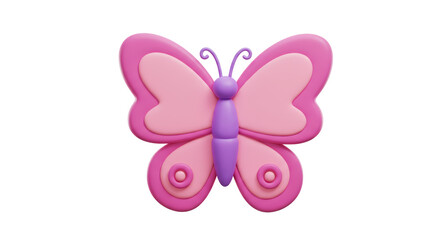 Isolated Pink Glossy Butterfly 3D Illustration