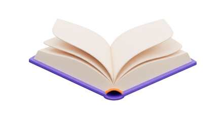 Isolated Open Book with Purple Cover