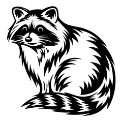 Raccoon Vector Silhouette - Tribal Woodland Animal Icon for Wildlife and Tattoo Art