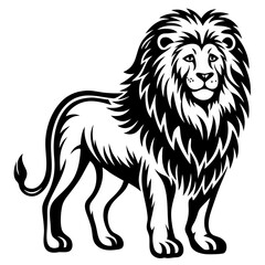 Tribal Lion Vector Silhouette Standing Proud,Tribal lion vector silhouette with flowing mane, bold and majestic design perfect for tattoos