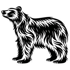 Wild Bear Vector Silhouette - Grizzly Animal Symbol for Nature and Tattoo Art