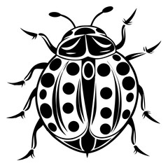 Tribal Ladybug Vector Silhouette - Insect Symbol for Nature and Tattoo Art