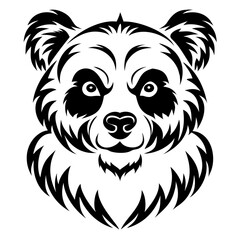 Tribal Panda Face Vector Silhouette - Wild Animal Head for Tattoo and Wildlife Art