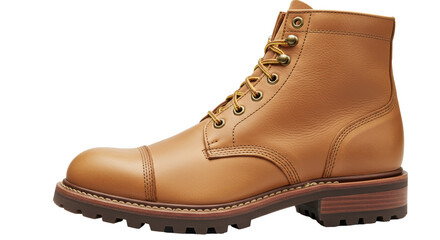 Isolated Brown Leather Work Boot