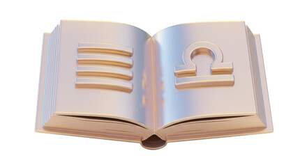 Isolated Zodiac Sign Libra in Open Book