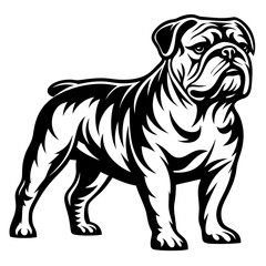 Bulldog Silhouette Vector - Tribal Style Dog Breed Illustration