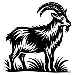 Tribal Goat Vector Illustration,Tribal-style goat vector with bold black lines, ideal for tattoo, farm animal art, logo
