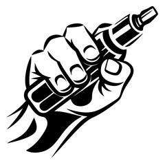 Tribal Vape Hand Vector Illustration,Bold tribal hand holding vape pen vector design, perfect for tattoo, vape shop branding, modern lifestyle artwork