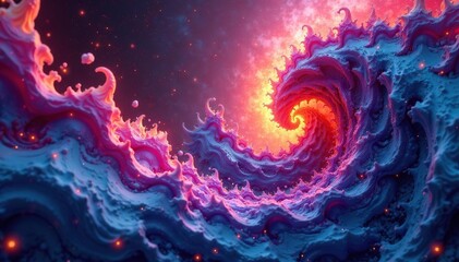 Abstract fractal art, swirling colors and shapes, digital rendering , modern, dark, abstract