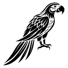Black Parrot Silhouette Vector Illustration - Tropical Bird, Exotic Animal, Parrot Art