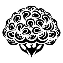 Black Cauliflower Silhouette Vector Illustration - Fresh Vegetable, Organic Cauliflower, Healthy Food Art