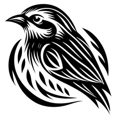 Black Bird Silhouette Vector Illustration - Feathered Animal, Wild Bird Art, Bird Illustration