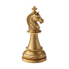 Golden chess piece isolated on white background