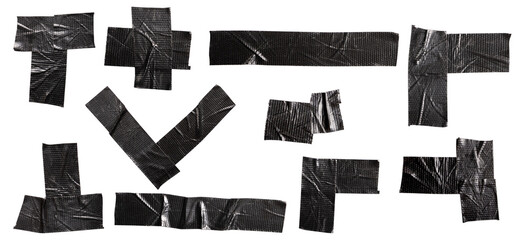 Wrinkled Silver Duct Tape Strips Set Illustration for Repair and DIY Design Projects