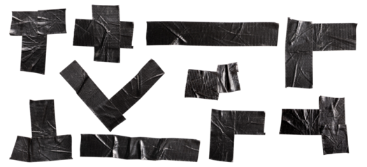 Wrinkled Silver Duct Tape Strips Set Illustration for Repair and DIY Design Projects