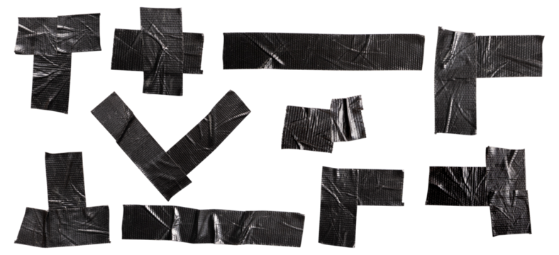 Wrinkled Silver Duct Tape Strips Set Illustration for Repair and DIY Design Projects