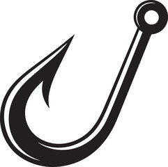 Fishing Hook Icon Silhouette | Black Vector for Angling and Marine Art