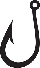 Fishing Hook Icon Silhouette | Black Vector for Angling and Marine Art