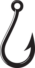 Fishing Hook Icon Silhouette | Black Vector for Angling and Marine Art