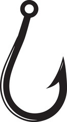Fishing Hook Icon Silhouette | Black Vector for Angling and Marine Art