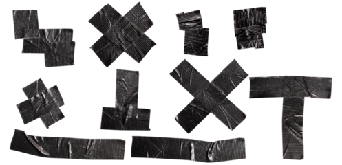 Wrinkled Silver Duct Tape Strips Set Illustration for Repair and DIY Design Projects