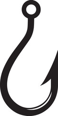 Fishing Hook Icon Silhouette | Black Vector for Angling and Marine Art