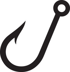 Fishing Hook Icon Silhouette | Black Vector for Angling and Marine Art