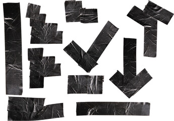 Obraz premium Wrinkled Silver Duct Tape Strips Set Illustration for Repair and DIY Design Projects