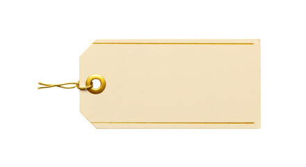 Isolated Blank Tag with Gold String for Pricing