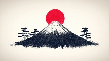 Mount Fuji at Sunset: A Japanese Artistic Impression