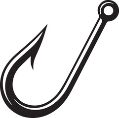 Fishing Hook Icon Silhouette | Black Vector for Angling and Marine Art