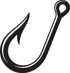 Fishing Hook Icon Silhouette | Black Vector for Angling and Marine Art