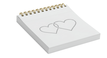 Isolated Notepad with Heart Drawings Love Notes