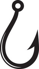 Fishing Hook Icon Silhouette | Black Vector for Angling and Marine Art
