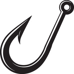 Fishing Hook Icon Silhouette | Black Vector for Angling and Marine Art