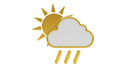 Isolated Weather Icon Featuring Sun Cloud and Rain in Golden Hue