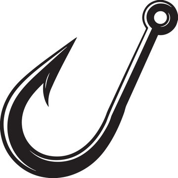 Fishing Hook Icon Silhouette | Black Vector for Angling and Marine Art