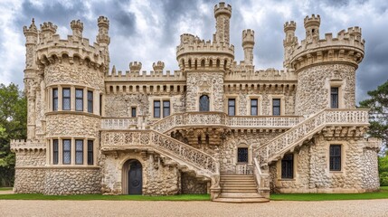 Magnificent stone castle embodying architectural grandeur historical landmark enchanting facade opulent design timeless elegance