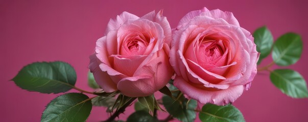 Obraz premium A vibrant pink rose with leaves showing signs of pest damage , wilting leaves, outdoor, pink rose