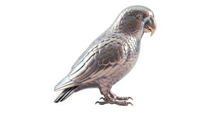 Isolated Decorative Metallic Parrot Figurine