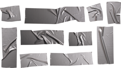 Silver Duct Tape Strips Set Illustration for Repair and Craft Design Projects