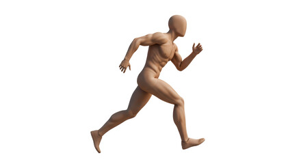 Isolated Naked Man Running Figure in Dynamic Motion