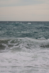 Background of stormy mediterranean sea with horizon