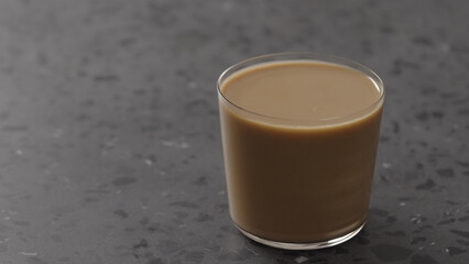 milk coffee in glass on concrete countertop