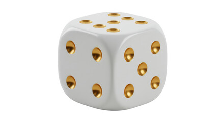 Isolated White Dice with Golden Pips