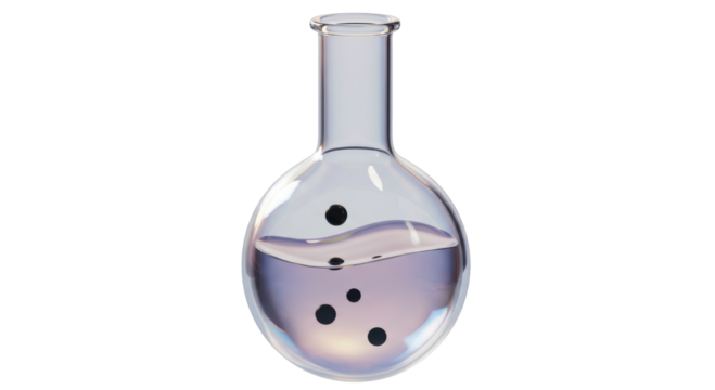 Isolated Round Flask with Liquid