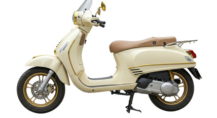 Obraz premium Isolated Cream Colored Retro Scooter with Golden Accents